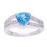9ct White Gold Blue Topaz and Diamond Dress Ring