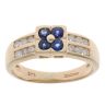 9ct Yellow Gold 0.12ct And Sapphire Cluster Ring