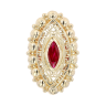 14ct Yellow Gold Red Gemstone Greek Key Marquise Ring