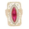 14ct Yellow Gold Red Gemstone And Cubic Zirconia Ring
