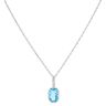 9ct White Gold 0.01ct Diamond and Blue Topaz Pendant and Chain 18"
