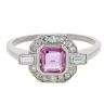 Platinum 0.40cts Diamond And Pink Sapphire Octagon Ring