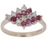 9ct Yellow Gold 0.25ct Diamond and Ruby Four Row Ring