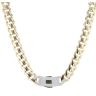 14ct Yellow Gold Monaco Curb Classic Cubic Zirconia Pave Lock Chain 24"