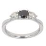 18ct White Gold 0.85ct Brilliant Cut Black And White Diamond Trilogy Ring
