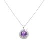 18ct White Gold 0.15ct Diamonds And Amethyst Solitaire Pendant and Chain 18"