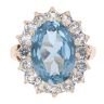 9ct Yellow Gold Blue Topaz And Cubic Zirconia Cluster Ring