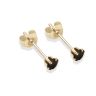 9ct yellow gold 3mm black CZ stud Earrings