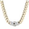 14ct Yellow Gold Monaco Curb Classic Cubic Zirconia Pave Lock Chain 24"