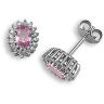 9 Carat White Gold 25pts Diamond & Pink Sapphire Stud Earrings