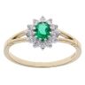 9ct Yellow Gold Green Gemstone And Cubic Zirconia Cluster Ring
