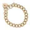 9ct Yellow Gold Heart Lock Charm Bracelet 7"