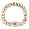 14ct Yellow Gold Monaco Curb Classic Cubic Zirconia Pave Lock Bracelet 8.5"