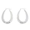 Silver Large Oval Creole Hoop Earrings By Icesia