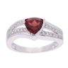 9ct White Gold Garnet and Diamond Triangular Ring