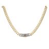14ct Yellow Gold Monaco Classic Cubic Zirconia Baguette Pave Lock Curb Chain 16"