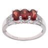 9ct White Gold Garnet and Cubic Zirconia Three Stone Ring