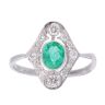 Platinum Emerald and 0.25ct Diamond Ring