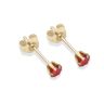 9ct yellow gold 3mm red CZ stud Earrings