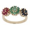 9ct Yellow Gold Multi Gemstone Cluster Ring