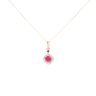 9ct Yellow Gold Ruby And 0.06ct Diamond Cluster Pendant And Chain 18"