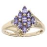 9ct Yellow Gold 0.02ct Diamond And Tanzanite Cluster Ring