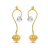 22ct Yellow Gold Rhodium Flower Drop Earrings