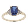 9ct Yellow Gold 0.05ct Diamond and Created Sapphire Solitaire Ring