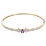 9ct Yellow Gold 0.10ct Brilliant Cut Diamond And Amethyst Bangle