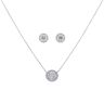 Silver Cubic Zirconia Halo Pendant, Chain and Earrings Set
