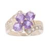 9ct Yellow Gold Cubic Zirconia And Amethyst Cluster Ring