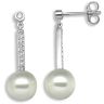 18 Carat White Gold 12pt Diamond Pearl Earrings