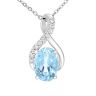 9ct White Gold Blue Topaz and Diamond Crossover Pendant Necklace