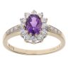 9ct Yellow Gold Cubic Zirconia and Amethyst Cluster Ring