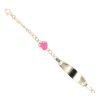 Children's 14ct Yellow Gold Pink Heart ID Bracelet 5.5"