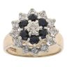 9ct Yellow Gold 0.15ct Diamond and Sapphire Cluster Ring