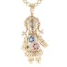 9ct Yellow Gold Multi Gemstone Ragdoll Pendant and Belcher Chain 28"