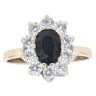 9ct Yellow Gold Sapphire and Cubic Zirconia Cluster Ring