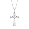 Sterling Silver Diamond Celtic Claddagh Cross Pendant Necklace