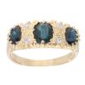 18ct Yellow Gold Three Stone Sapphire And Diamond Ring