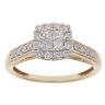 9ct Yellow Gold 0.50ct Princess And Brilliant Cut Diamond Cluster Ring