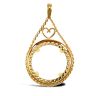 9ct Yellow Gold Half Sovereign Pendant Mount - Rope and Heart