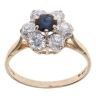 9ct Yellow Gold Sapphire And Cubic Zirconia Cluster Ring