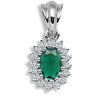 9 Carat White Gold 12pts Diamond & Emerald Pendant