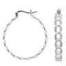 Silver Crystal Chain Hoop Earrings