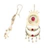 14ct Yellow Gold Red Gemstone Fancy Drop Earrings