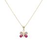 14ct Yellow Gold Cubic Zirconia and Red Gem Butterfly Pendant and Chain 18"