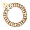 9ct Yellow Gold Heart Lock Charm Bracelet 7"