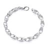 Sterling Silver Men's Stone Set Patterned Tulip 9'' Bracelet