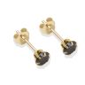 9ct yellow gold 4mm black CZ stud Earrings